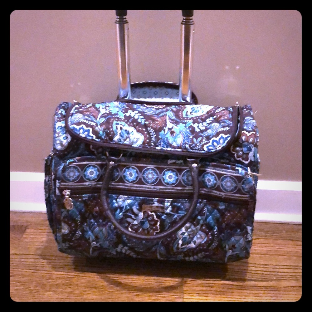 Vera Bradley iconic rolling work bag in java blue